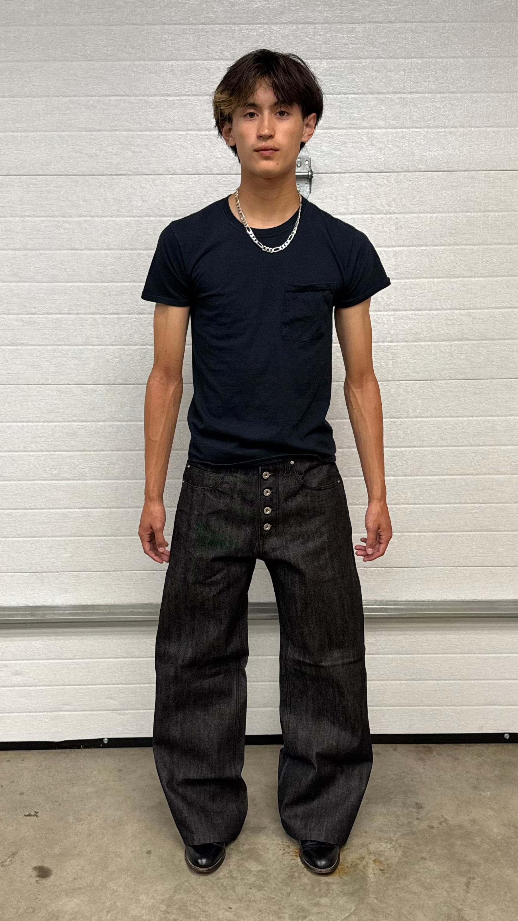 Dark Grey Relaxed Fit Selvedge-Exposed Buttons – shinka.archive