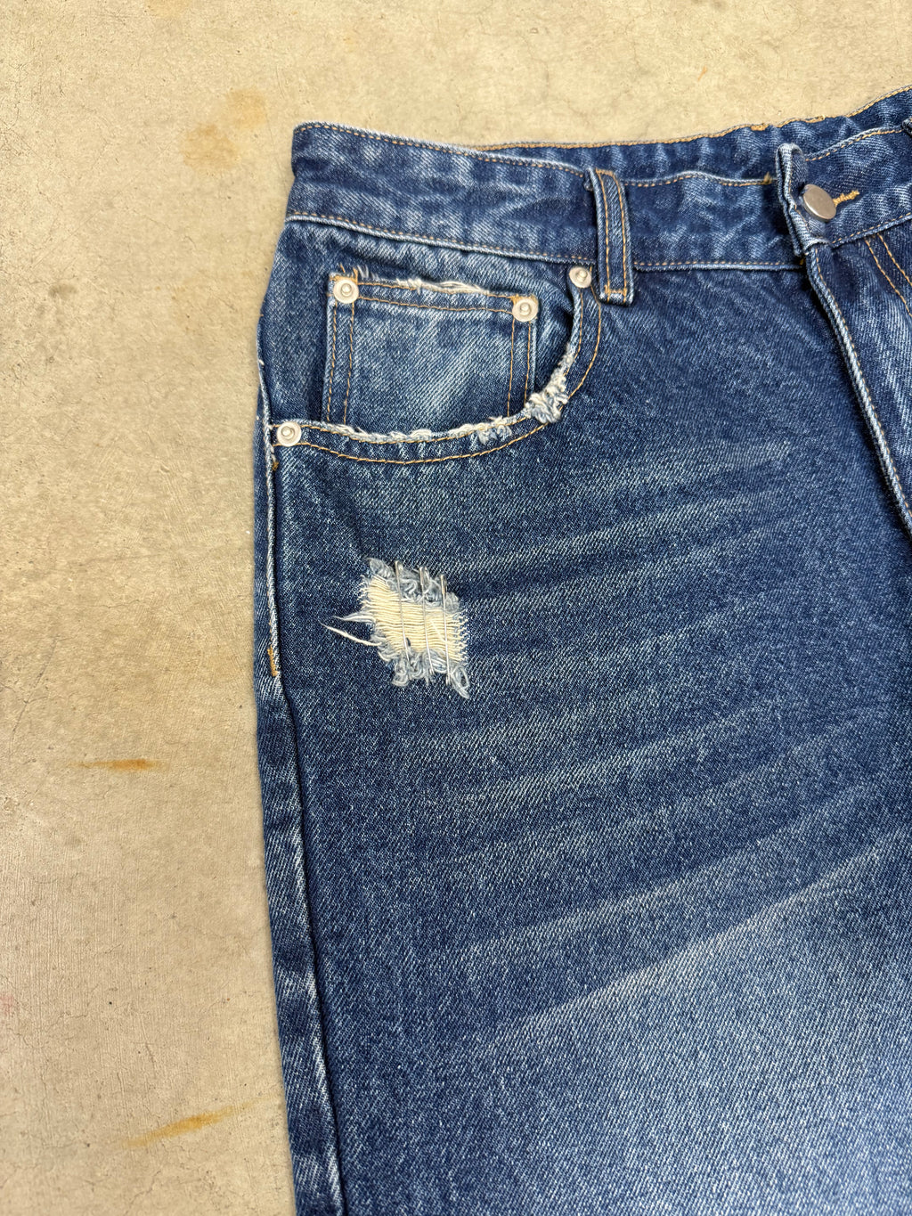 Repaired Japanese Bootcut Denim Blue