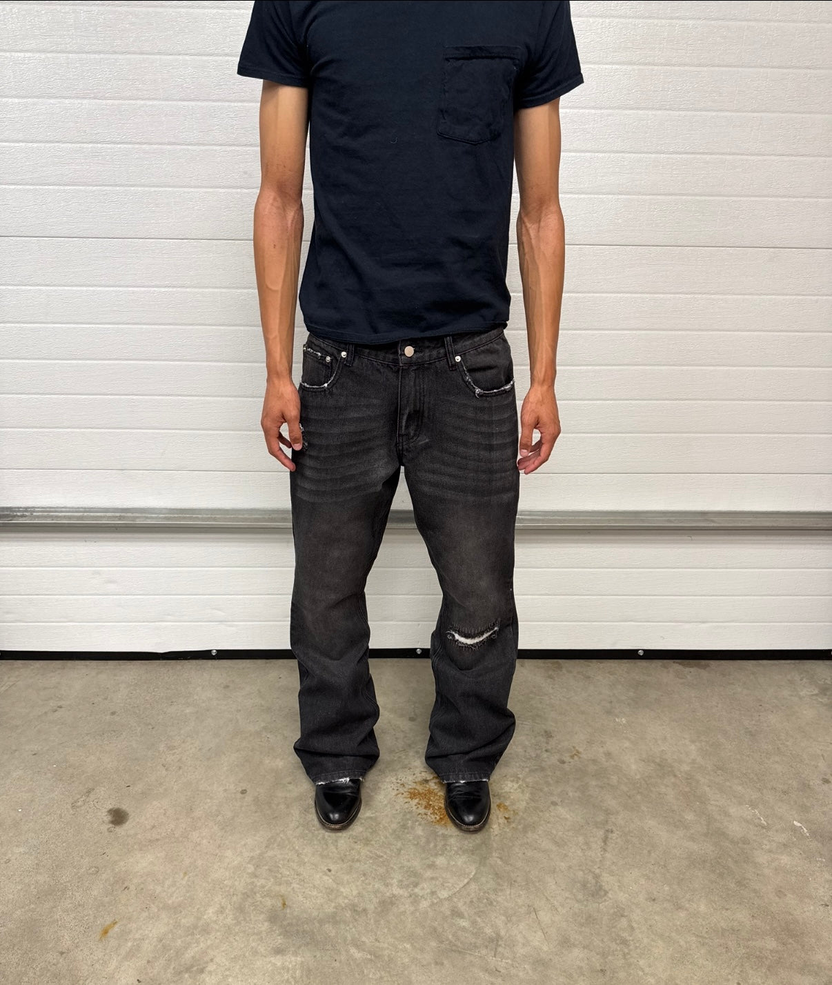 Repaired Japanese Bootcut Denim Black