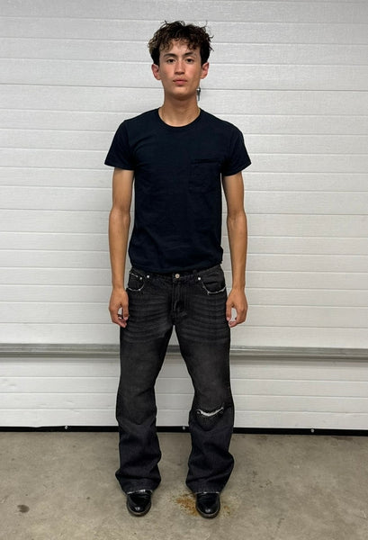 Repaired Japanese Bootcut Denim Black – shinka.archive