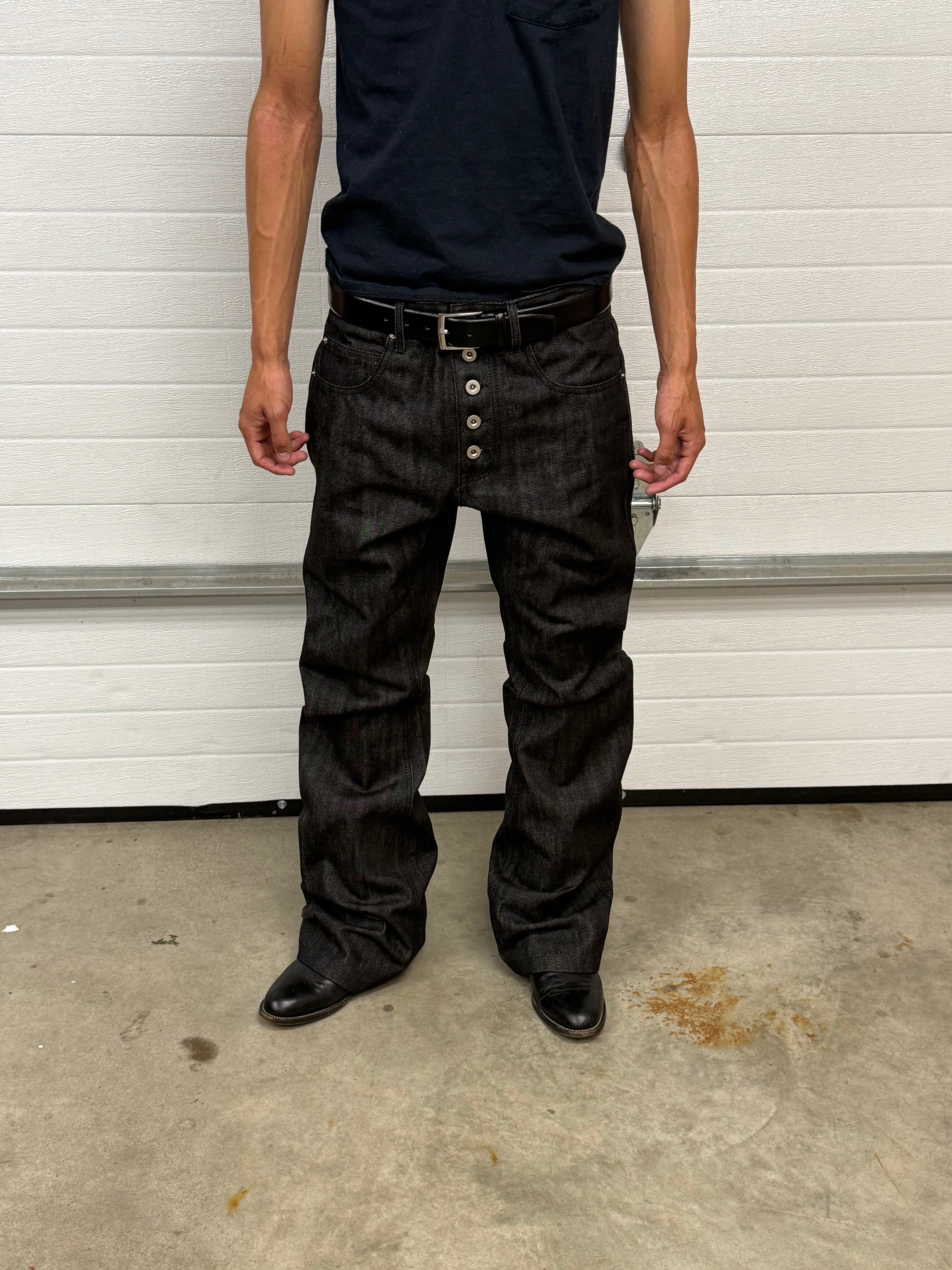 dark grey bootcut selvedge
