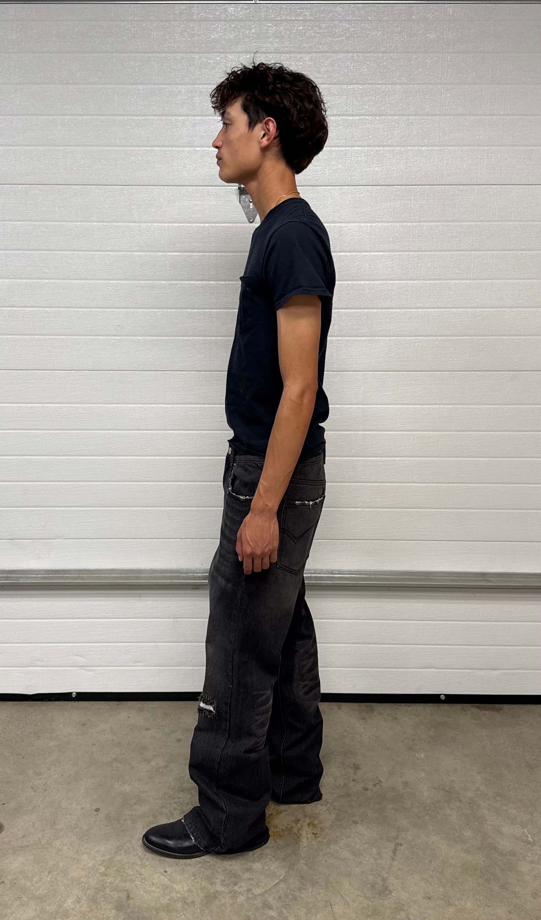Repaired Japanese Bootcut Denim Black
