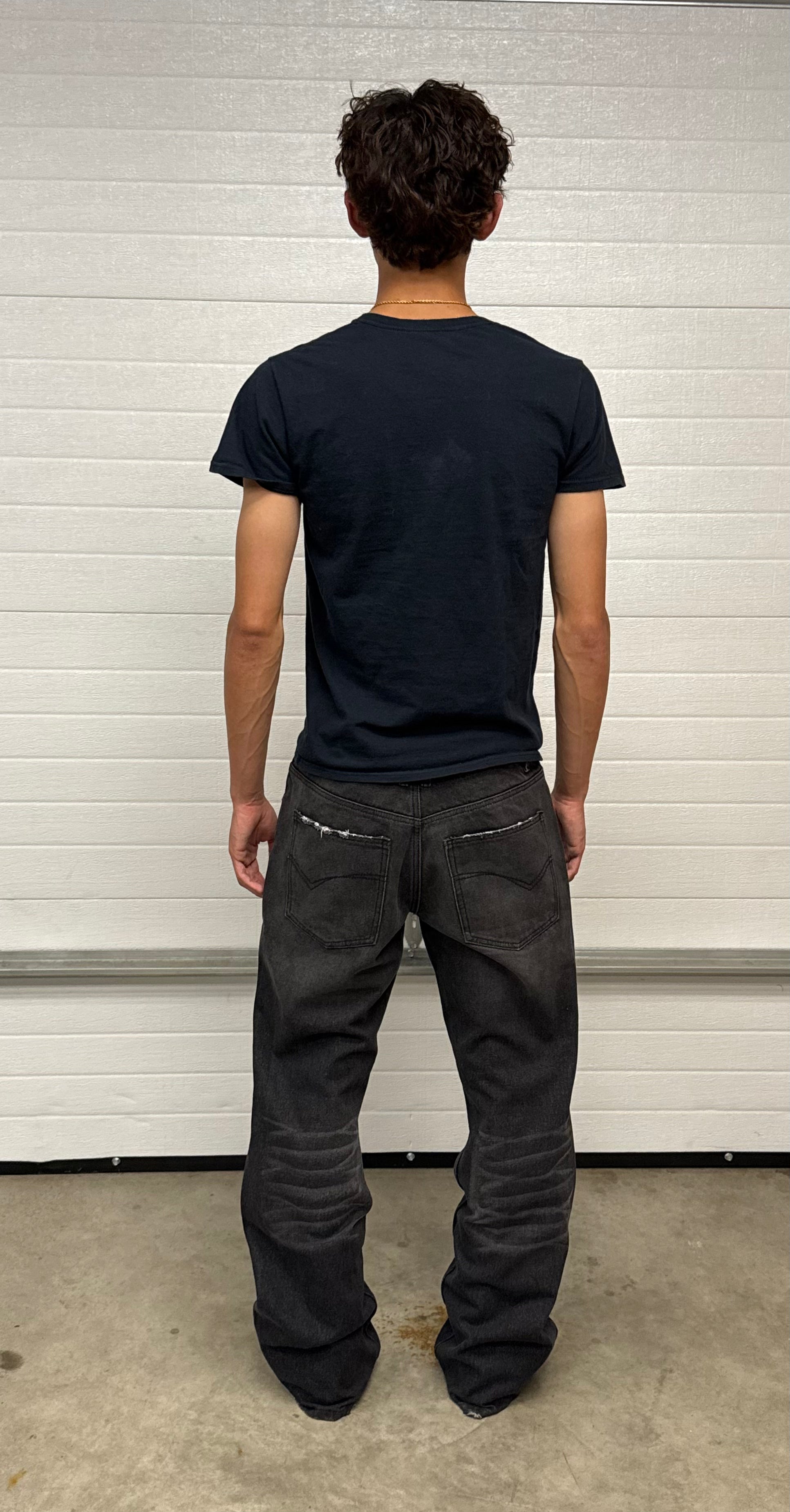 Repaired Japanese Bootcut Denim Black