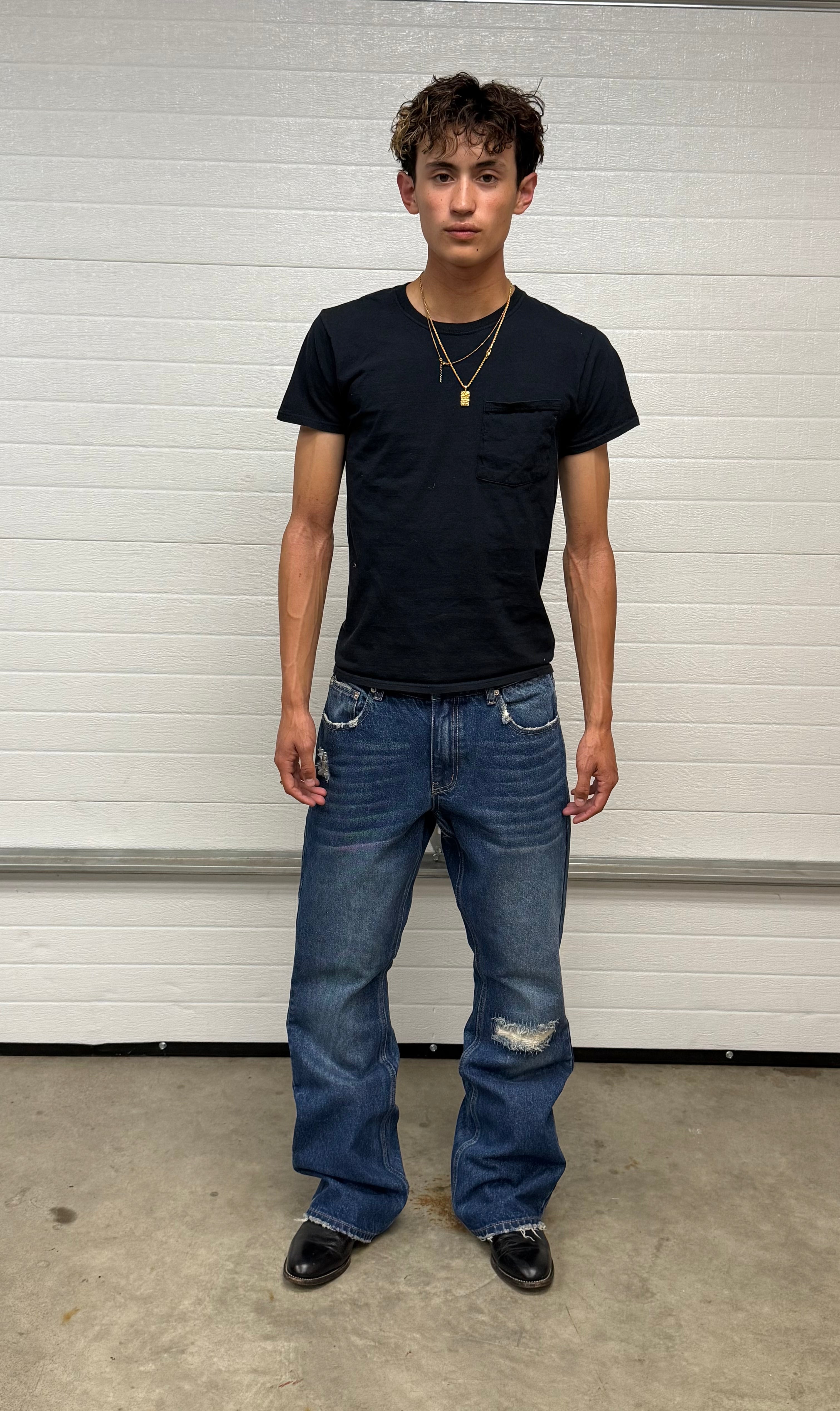 Repaired Japanese Bootcut Denim Blue