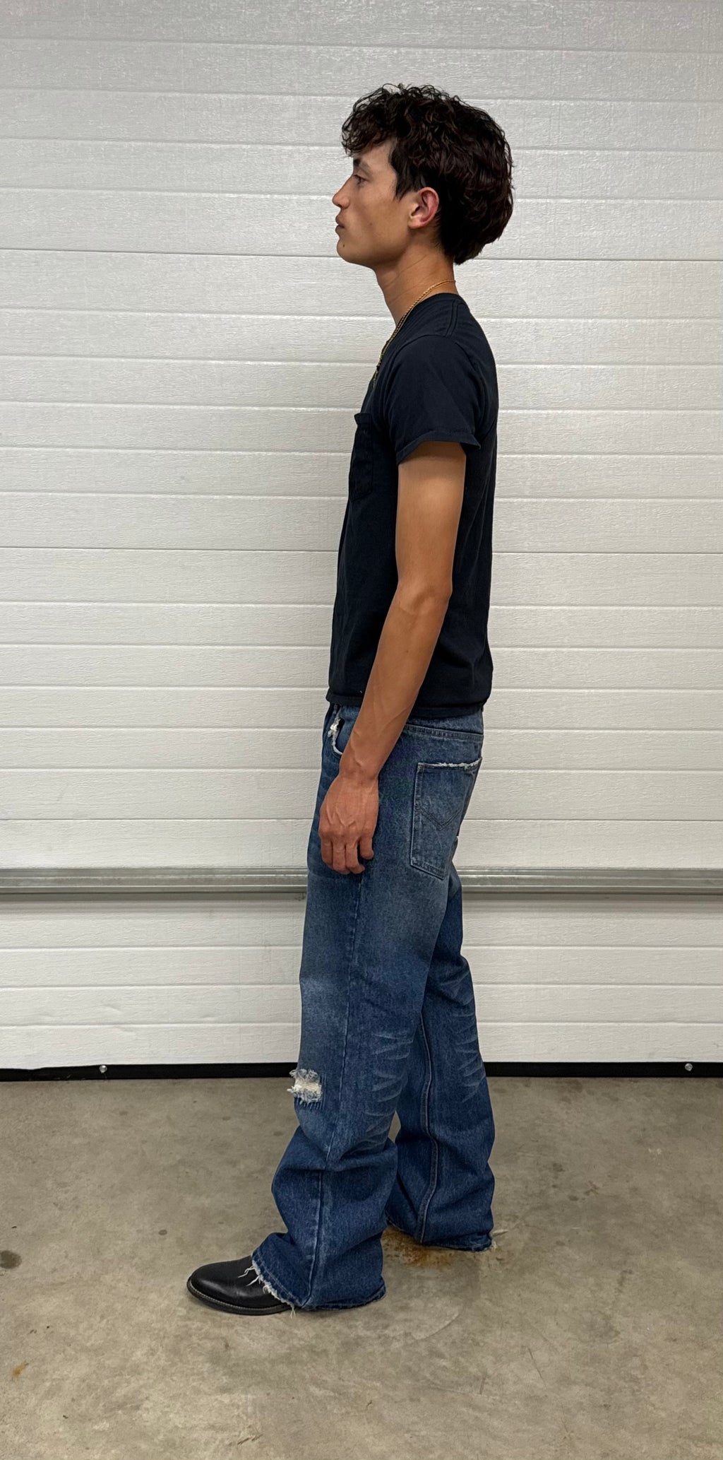 Repaired Japanese Bootcut Denim Blue