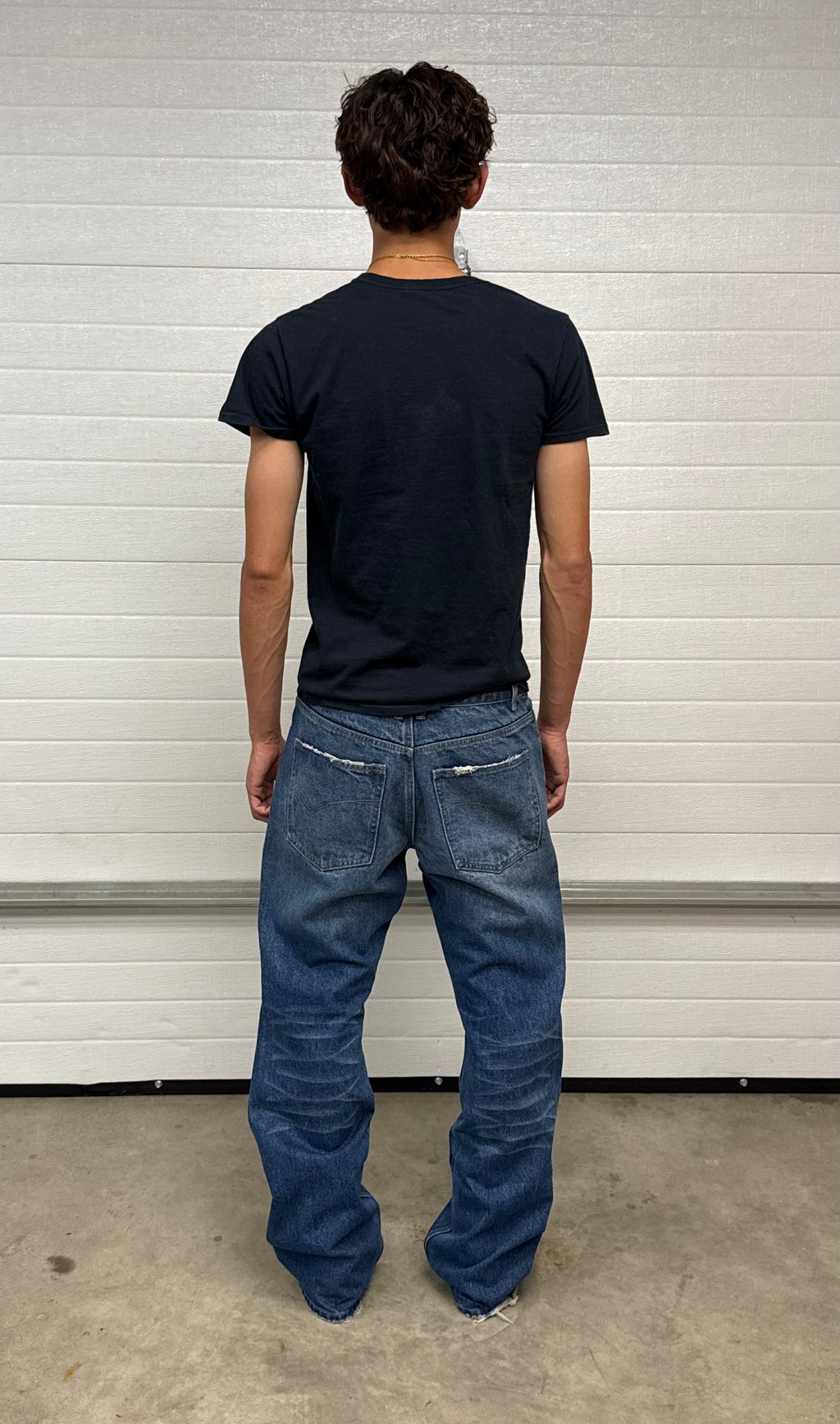 Repaired Japanese Bootcut Denim Blue